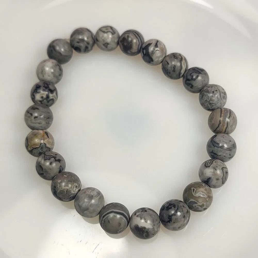 109.28 Ct Natural Jasper 9mm Round Bead Bracelet Brazil